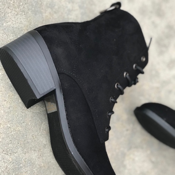 Restock! Kennedy Black Suede LaceUp COMBAT BOOTS - Picture 7 of 8